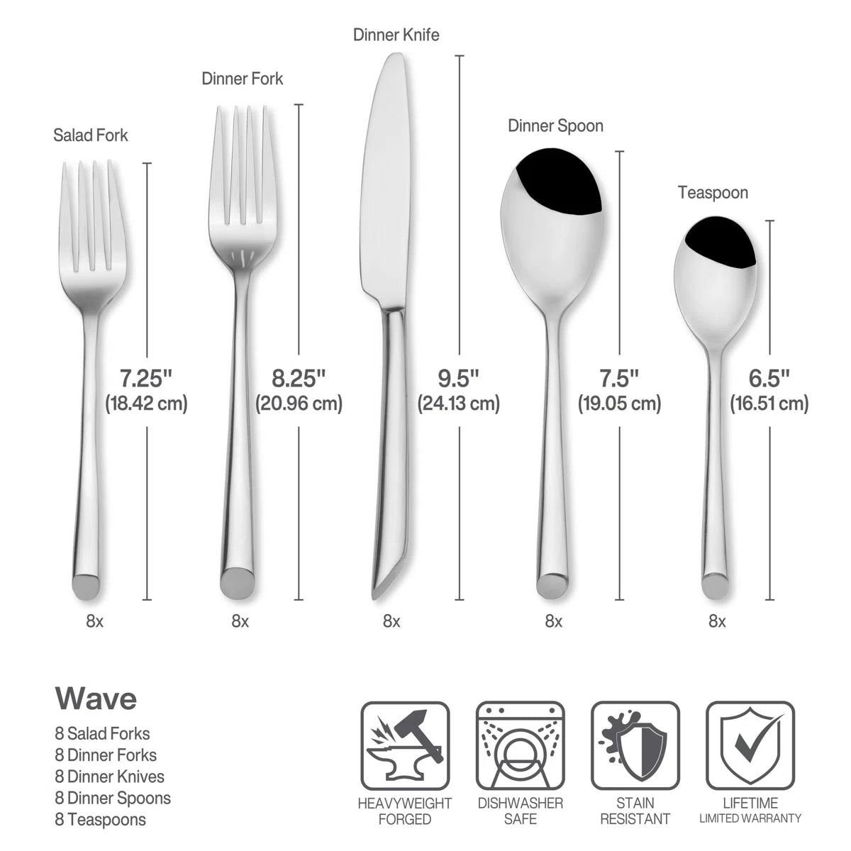 Towle Living Wave 20-Piece Forged Stainless Steel Flatware Set, Service for 4