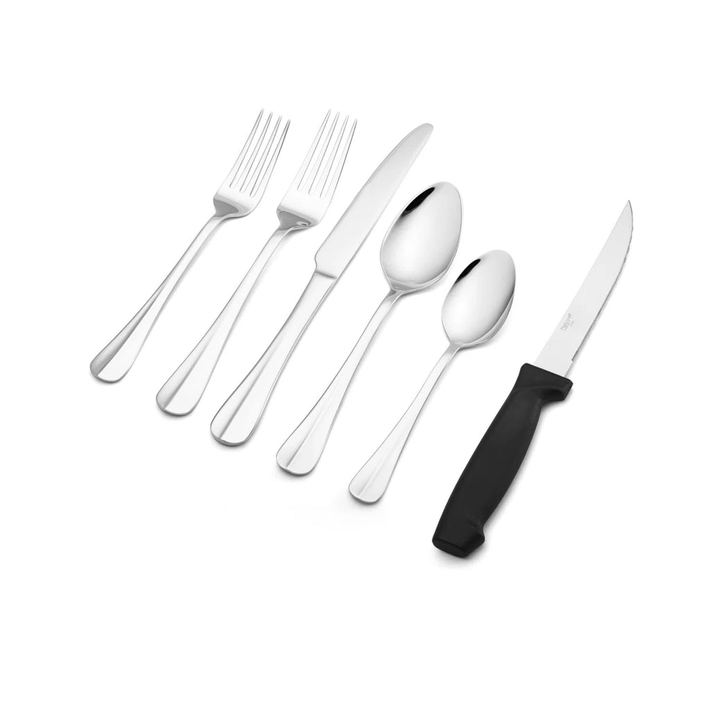 Pfaltzgraff Everyday Simplicity 53-Piece Stainless Steel Flatware Set with Steak Knives & Hostess Set, Service for 8